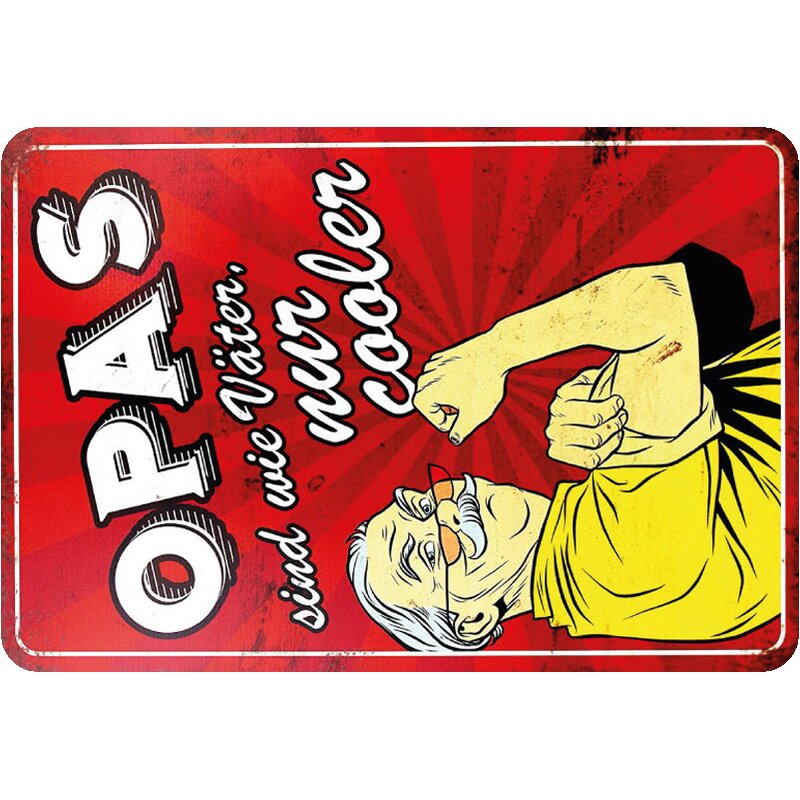 Schild Spruch "Opas sind wie Väter, nur cooler" rot 20 x 30 cm, 9,49