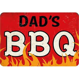 Schild Spruch "Dads BBQ" Feuer 20 x 30 cm 