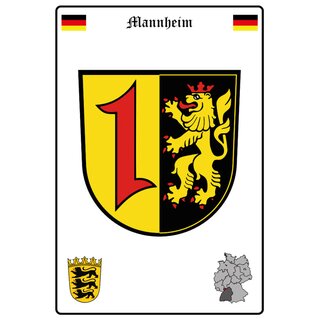 Schild Motiv "Mannheim" Wappen Landkarte 20 x 30 cm 