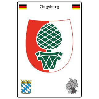 Schild Motiv "Augsburg" Wappen Landkarte 20 x 30 cm 