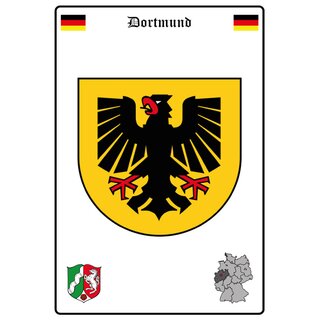 Schild Motiv "Dortmund" Wappen Landkarte 20 x 30 cm 