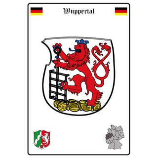 Schild Motiv "Wuppertal" Wappen Landkarte 20 x 30 cm 