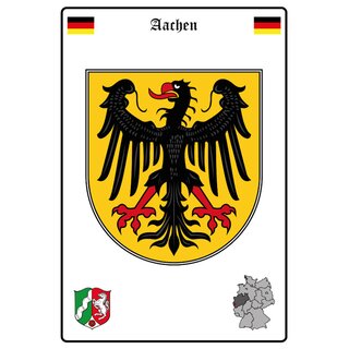 Schild Motiv "Aachen" Wappen Landkarte 20 x 30 cm 