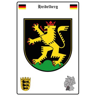 Schild Motiv Heidelberg Wappen Landkarte 20 x 30 cm 