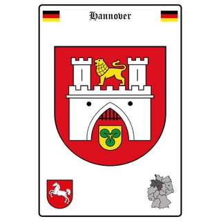 Schild Motiv "Hannover" Wappen Landkarte 20 x 30 cm 