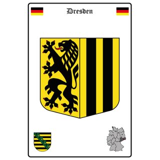 Schild Motiv "Dresden" Wappen Landkarte 20 x 30 cm 