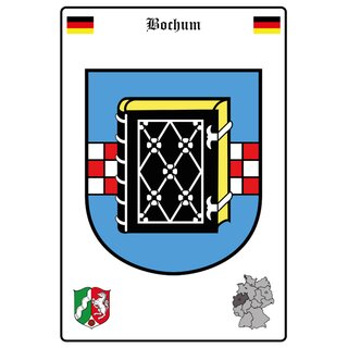 Schild Motiv "Bochum" Wappen Landkarte 20 x 30 cm 
