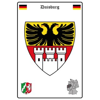 Schild Motiv "Duisburg" Wappen Landkarte 20 x 30 cm