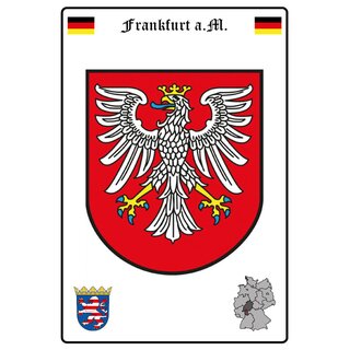 Schild Motiv "Frankfurt a. M." Wappen Landkarte 20 x 30 cm 