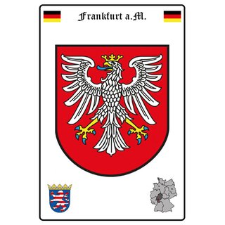 Schild Motiv "Frankfurt a. M." Wappen Landkarte 20 x 30 cm