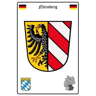 Schild Motiv "Nürnberg" Wappen Landkarte 20 x 30 cm 