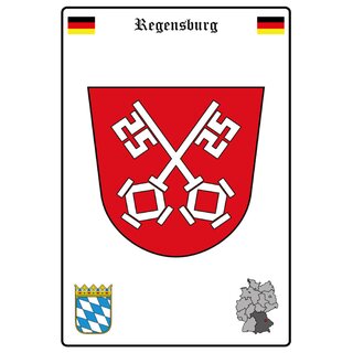Schild Motiv "Regensburg" Wappen Landkarte 20 x 30 cm 