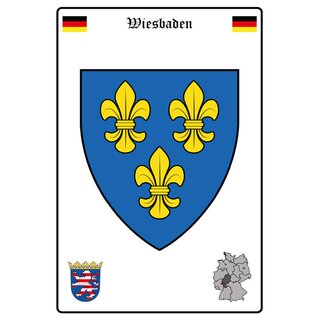 Schild Motiv "Wiesbaden" Wappen Landkarte 20 x 30 cm 