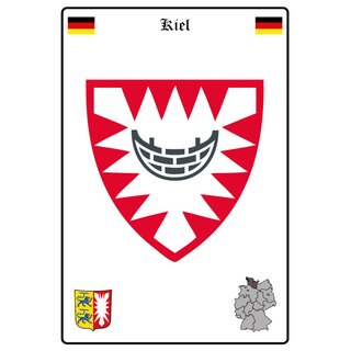 Schild Motiv "Kiel" Wappen Landkarte 20 x 30 cm 