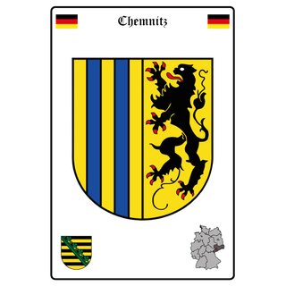 Schild Motiv "Chemnitz" Wappen Landkarte 20 x 30 cm 