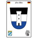 Schild Motiv Neu-Ulm Wappen Landkarte 20 x 30 cm 