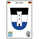Schild Motiv "Neu-Ulm" Wappen Landkarte 20 x 30 cm