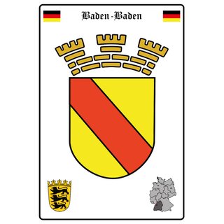 Schild Motiv "Baden-Baden" Wappen Landkarte 20 x 30 cm