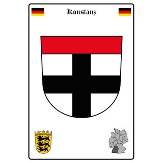 Schild Motiv "Konstanz" Wappen Landkarte 20 x 30 cm 