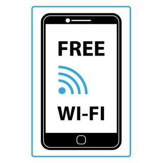 Schild Spruch "Free WI-FI" Handy 20 x 30 cm