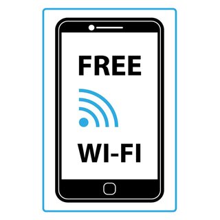 Schild Spruch "Free WI-FI" Handy 20 x 30 cm 