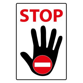 Hinweisschild "Stop" Hand 20 x 30 cm 