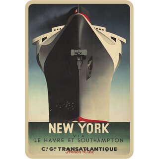 Schild Motiv "New York via Havre et Southampton" 20 x 30 cm 