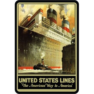 Schild Motiv "United States Line, American way to America" 20 x 30 cm