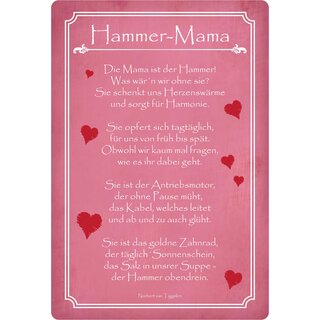 Schild Spruch "Hammer Mama, schenkt uns Herzenswärme" 20 x 30 cm