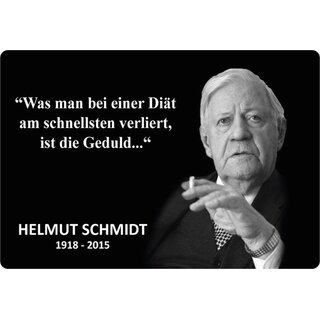 Schild Zitat "Was bei Diät am schnellsten verliert, ist Geduld" Helmut Schmidt 20 x 30 cm