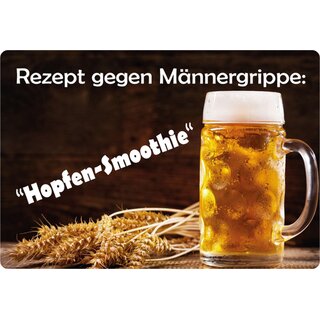 Schild Spruch "Rezept gegen Männergrippe, Hopfen-Smoothie" 20 x 30 cm 