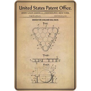 Schild Motiv "Billard, Design billiard ball rack, Sardelli" 20 x 30 cm