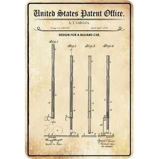 Schild Motiv "Billard, Design billiard clue, Stab, Varian" 20 x 30 cm