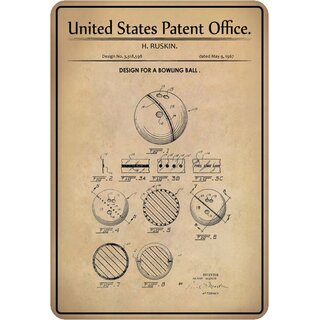Schild Motiv "Bowling, Design bowling ball, Ruskin" 20 x 30 cm