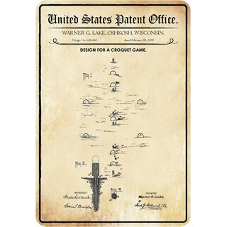 Schild Motiv "Design Croquet Game, Wisconsin" 20 x 30 cm