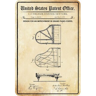 Schild Motiv "Design improvement grand piano-fortes, Klavier Flügel" 20 x 30 cm