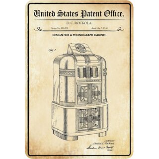 Schild Motiv "Design phonograph cabinet, Phonographenschrank Aufnahmegerät" 20 x 30 cm