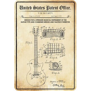 Schild Motiv "Design stringed musical instrument of guitar type, Elektrogitarre" 20 x 30 cm 