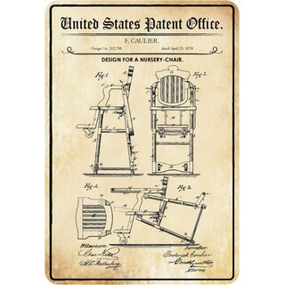 Schild Motiv "Design for a nursery chair, Krankenpflege Stuhl" 20 x 30 cm