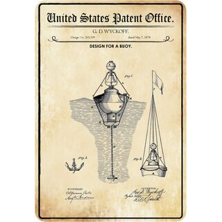 Schild Motiv "Design for a buoy, Boje Patent See" 20 x 30 cm