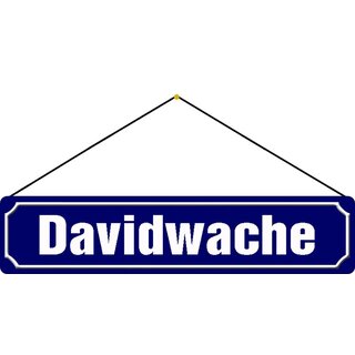 Schild Hamburg Davidwache 46 x 10 cm Blechschild blau mit Kordel