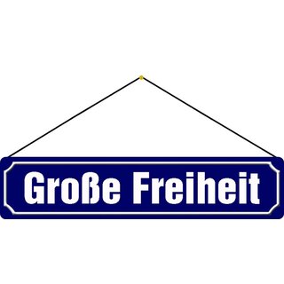 Schild Straße Hamburg "Große Freiheit" 46 x 10 cm Blechschild blau mit Kordel