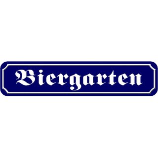 Schild Spruch "Biergarten" 46 x 10 cm blau