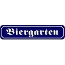Schild Spruch "Biergarten" 46 x 10 cm blau