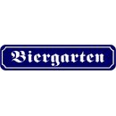 Schild Spruch "Biergarten" 46 x 10 cm blau