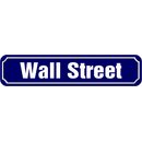 Schild Straße "Wall Street" 46 x 10 cm blau