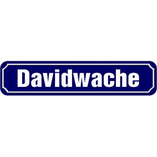 Schild Hamburg "Davidwache" 46 x 10 cm blau