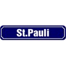Schild Spruch Hamburg "St. Pauli" 46 x 10 cm blau