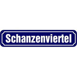 Schild Straße Hamburg "Schanzenviertel" 46 x 10 cm blau