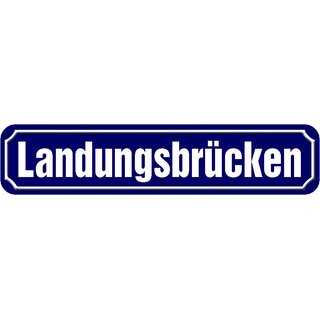 Schild Straße Hamburg "Landungsbrücken" 46 x 10 cm blau